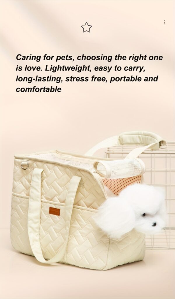 Portable Canvas Dog Carrier Bag - Breathable, Large Capacity Pet Tote with Shoulder Strap for Small to Medium Breeds - Available in Beige, Gray, Pink - Image 19