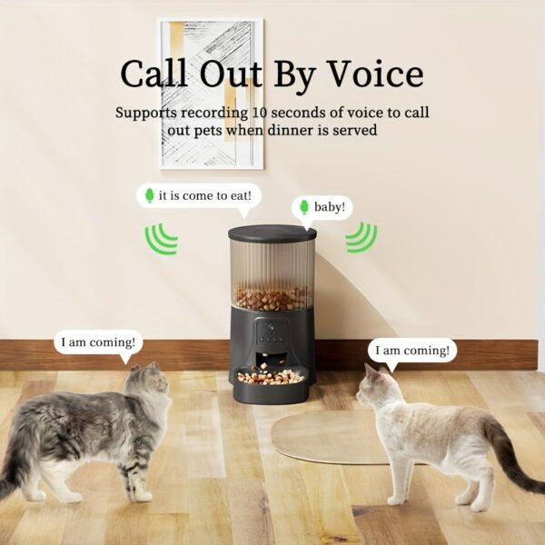 Intelligent Automatic Cat Feeder, 4 Liter Timed Cat Dry Food Dispenser, Timed Dosing, Anti Clogging, Automatic Pet Feeder for Cats and Dogs, Automatic Cat and Dog Feeder, Ideal Gift for Cat Owners - Image 6