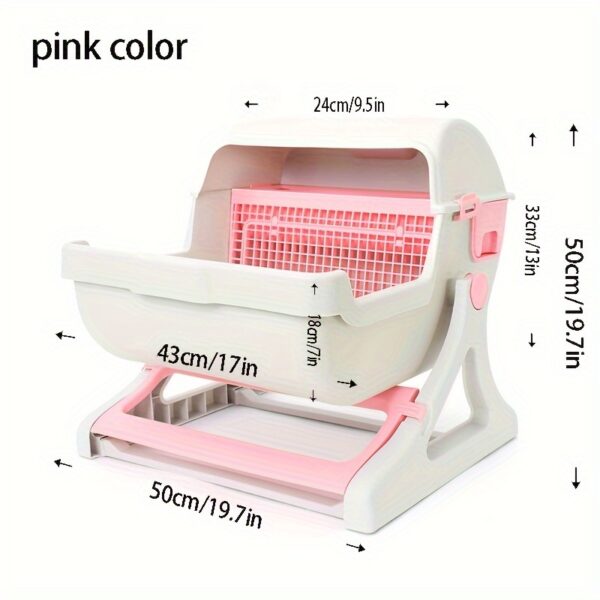 Portable Cat Litter Box, Semi-automatic Cat Litter Box Semi-enclosed Anti-splash Cat Toilet, Double Layer Design Indoor Cat Toilet For Easy Cleaning - Image 4