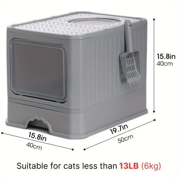 Fully Enclosed Cat Litter Box With Lid, Foldable Anti-Splashing Cat Litter Drawer With Front Flap Door And Toy Entry, Cat Toilet For Indoor Cats - Image 2