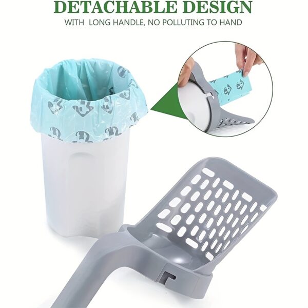 120pcs Large Capacity Disposable Pet Poop Bags with Integrated Cat Litter Shovel and 1 Roll Poop Bag - Easy Scoop, Convenient Bag Holder, and Sanitary Cleaning for Cats - Image 4