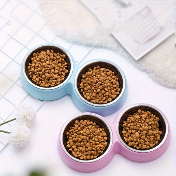 Double Non-Slip Stainless Steel Pet Bowls with Durable Plastic Base for Cats and Dogs, Candy-Colored Feeding Dishes - Image 6