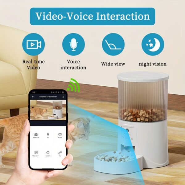 Intelligent Automatic Cat Feeder, 4 Liter Timed Cat Dry Food Dispenser, Timed Dosing, Anti Clogging, Automatic Pet Feeder for Cats and Dogs, Automatic Cat and Dog Feeder, Ideal Gift for Cat Owners - Image 4