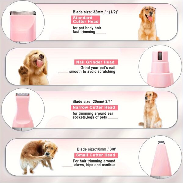 [600mAh Quiet Pet Grooming Kit] Quiet Pet Grooming Kit: Rechargeable Dog & Cat Hair Clippers with Low-Noise Paw Trimmer and Cordless Nail Grinder - USB Powered, 600mAh Battery - Image 7