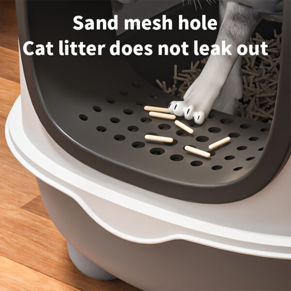 1pc Large Capacity Cat Litter Box, Anti-Splash Fully Enclosed Top-Entry, Odor Isolated, Dual Use, Foldable Design, Spacious For Cats Up To 40lbs/18kg - Image 9