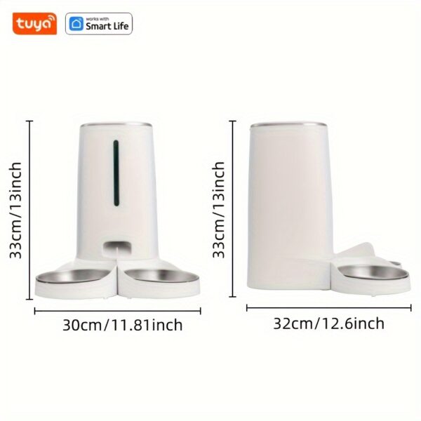 4L High-Capacity Tuya Smart Automatic Pet Feeder - WiFi Remote Control, Up to 10 Meals per Day, 36 Portions per Meal, Timely and Accurate Feeding - Suitable for 0.16-0.47 inch Diameter Dry Food, Single and Double Bowls Options, Perfect for Cats and Dogs - Image 2