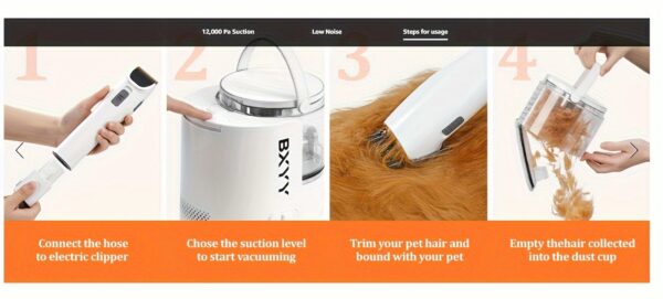 12000Pa Pet Grooming Kit & Vacuum - Ultimate Shedding Solution with 6 Tools, 1.5L Capacity, 99% Hair Removal Efficiency for Easy Dog Grooming - Perfect for Pet Owners with Heavy Shedding Breeds - Image 15