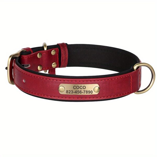 [Custom Dog Collar] Soft Padded Custom Engraved Dog Collar with ID Nameplate - Adjustable Pet Collars for Small to Large Dogs - Solid Pattern, Durable Material, Personalized - Image 20