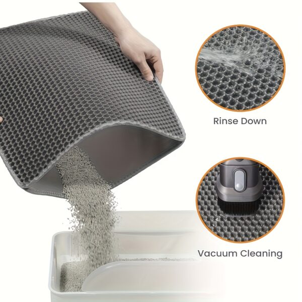 [Popular Choice] Honeycomb Cat Litter Mat, Double-Layer Scatter Control Pad, Waterproof Urine, Washable and Easy to Clean, Phthalate-Free EVA Material, Cat Litter Box, Beautiful - Image 2