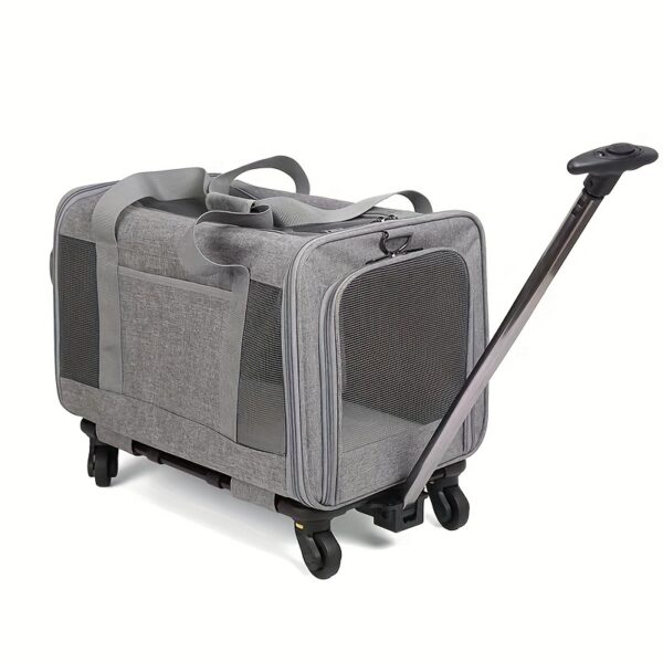 [Extra Large Pet Carrier] Spacious Extra Large Foldable Pet Travel Carrier - Detachable Design, Secure Nylon Trolley Case for Dogs and Cats, Blue, Zipper Closure, Comfortable Wheels for On-the-Go Adventures, Pet Travel Gear | Detachable Pet Carrier | Stur - Image 5