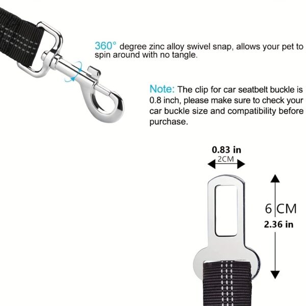 Durable Nylon Dog Seat Belt - Adjustable Car Safety Harness with Leash for Secure Travel - Image 2